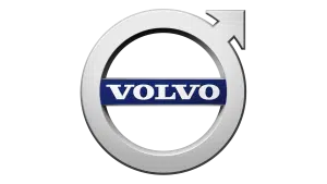 Volvo logo on a black background.