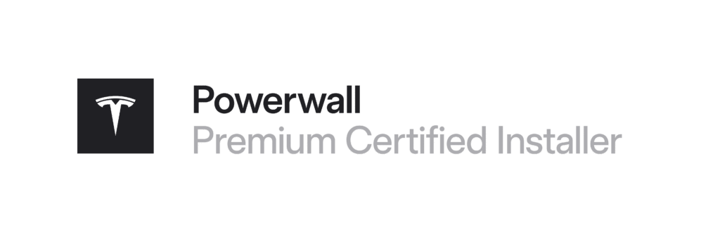 Logo displaying "Powerwall Premium Certified Installer" with a stylized "T" emblem.