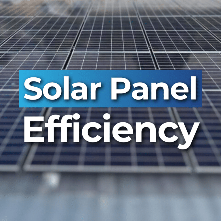 Text reading "Solar Panel Efficiency" over an image of solar panels.